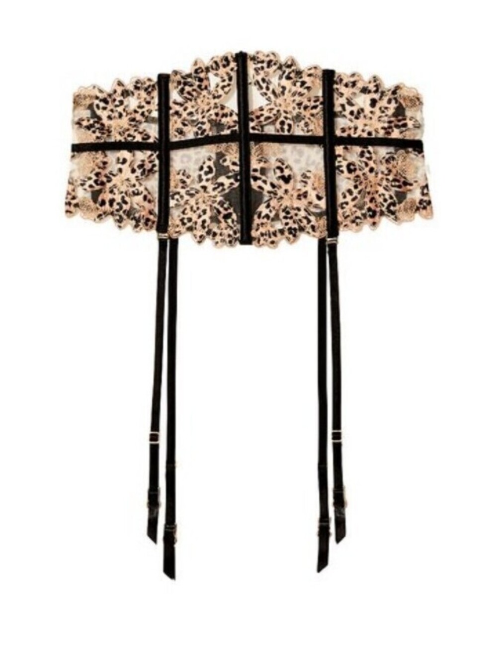 VICTORIA'S SECRET VERY SEXY FLORAL EMBROIDERED WAIST CINCHER LEOPARD M/L $49 NWT
